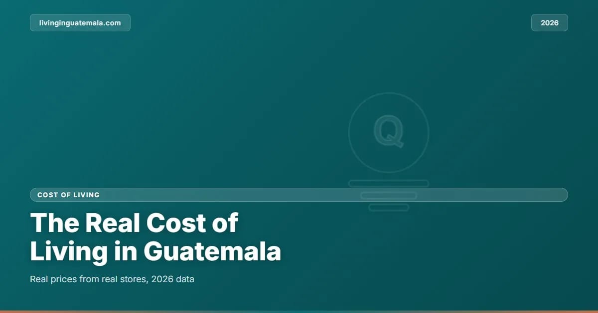 Moneda y compras guatemaltecas representando el costo de vida en Guatemala