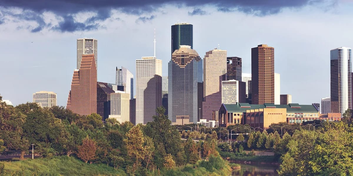 Skyline of downtown Houston, Texas, USA in 2018