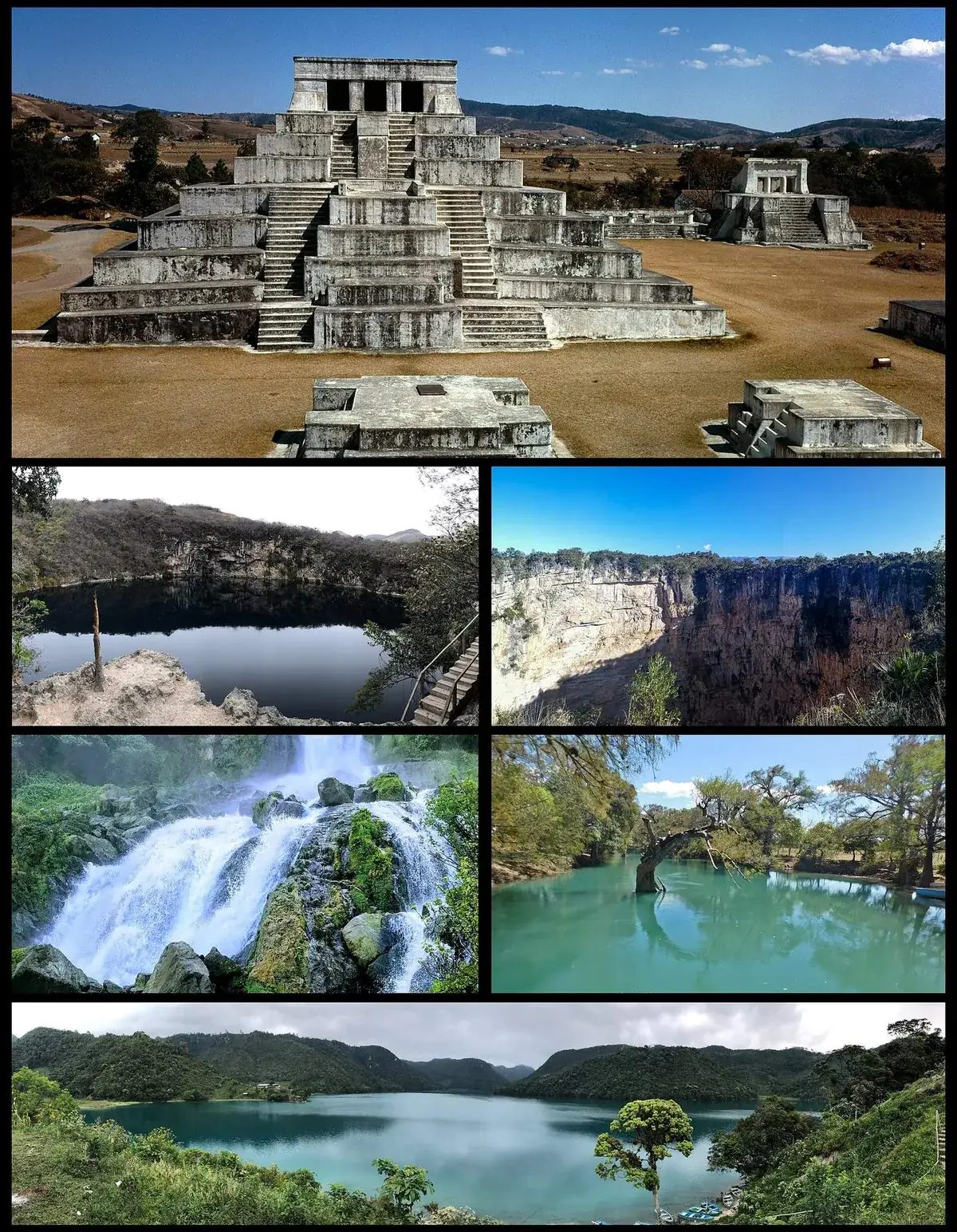 Collage fotografico representando el departamento de Huehuetenango, Guatemala