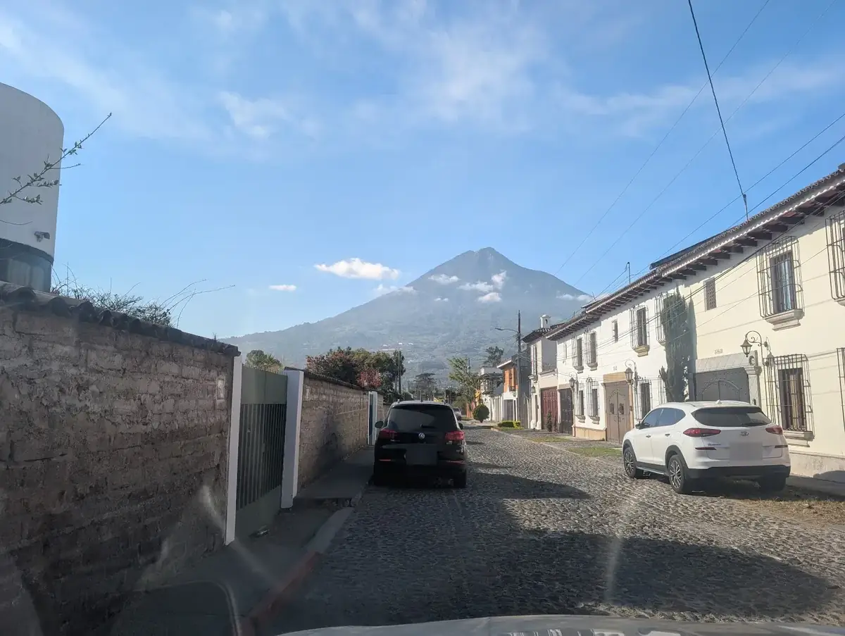 Volcan de Agua seen from a residential street in Antigua