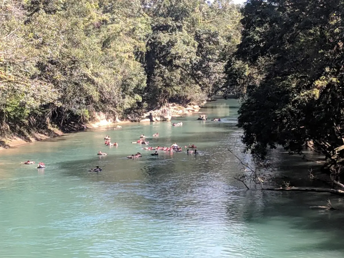 People tubing down the Cahabon River near Semuc Champey