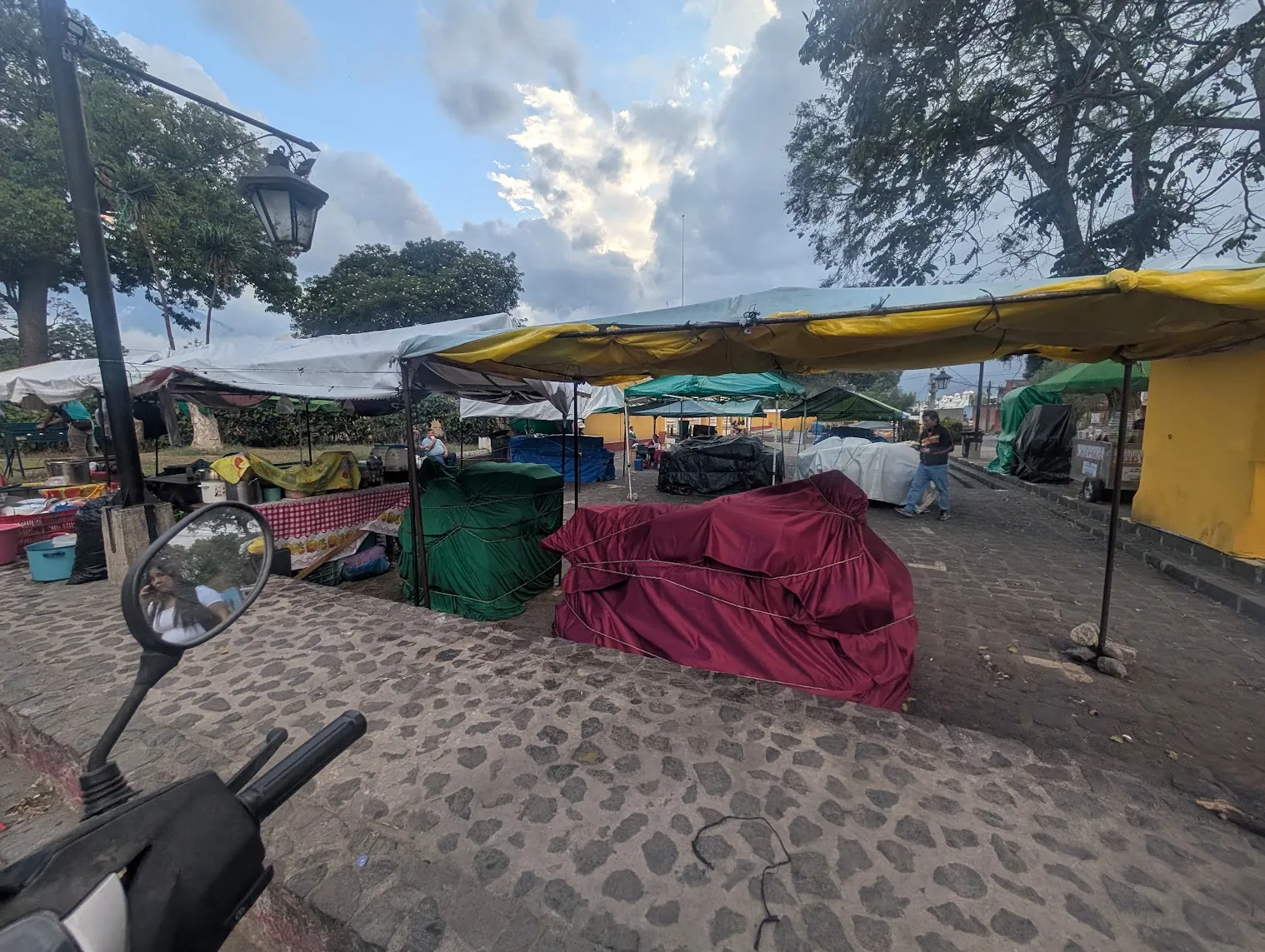 Covered food stalls near El Calvario in Antigua during Holy Week