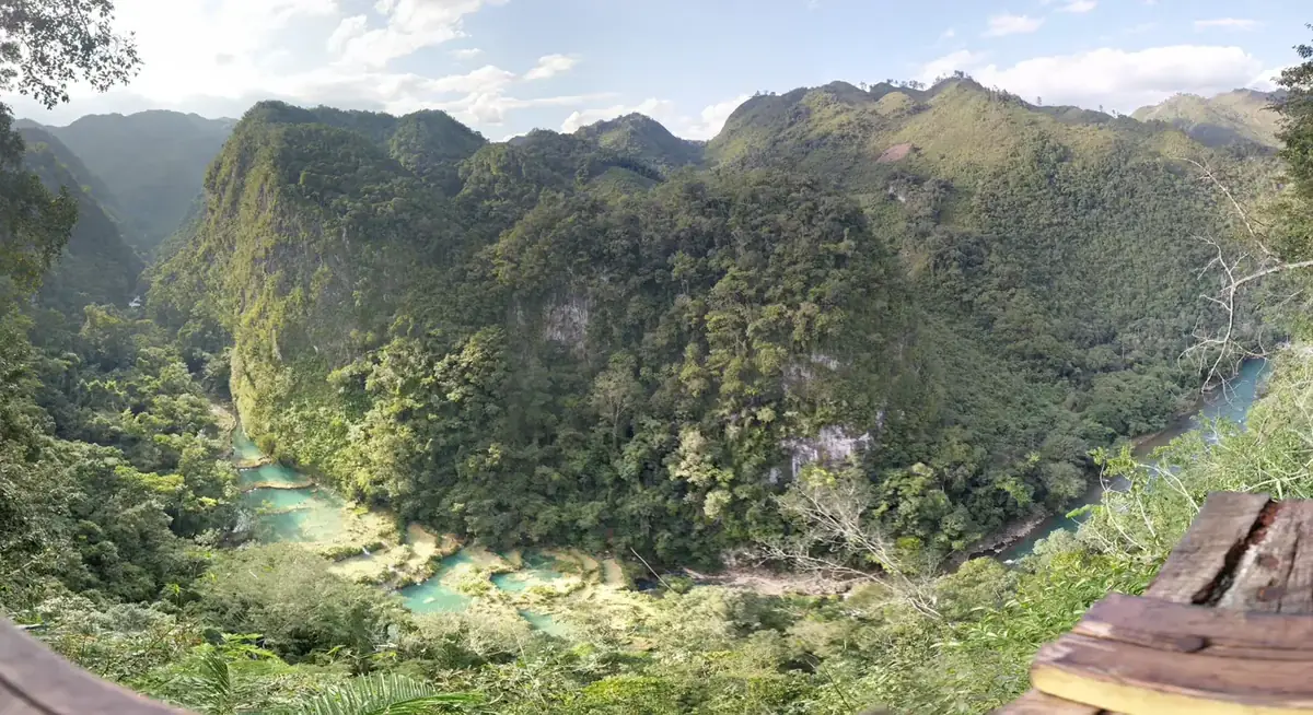 Panorama of the Semuc Champey canyon from the mirador
